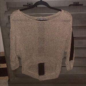 Addie Hi-Low Sweater Top w/ leather trim